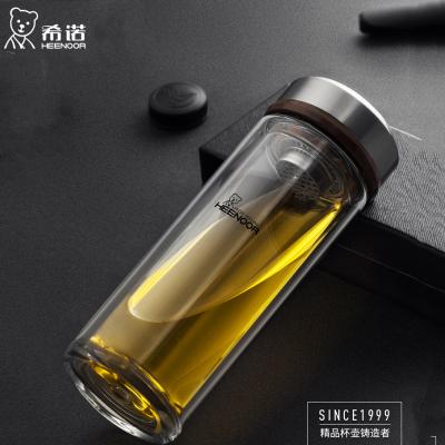 希諾雙層玻璃杯男士辦公客廳家用透明簡(jiǎn)約杯子過(guò)濾加厚泡茶杯定制